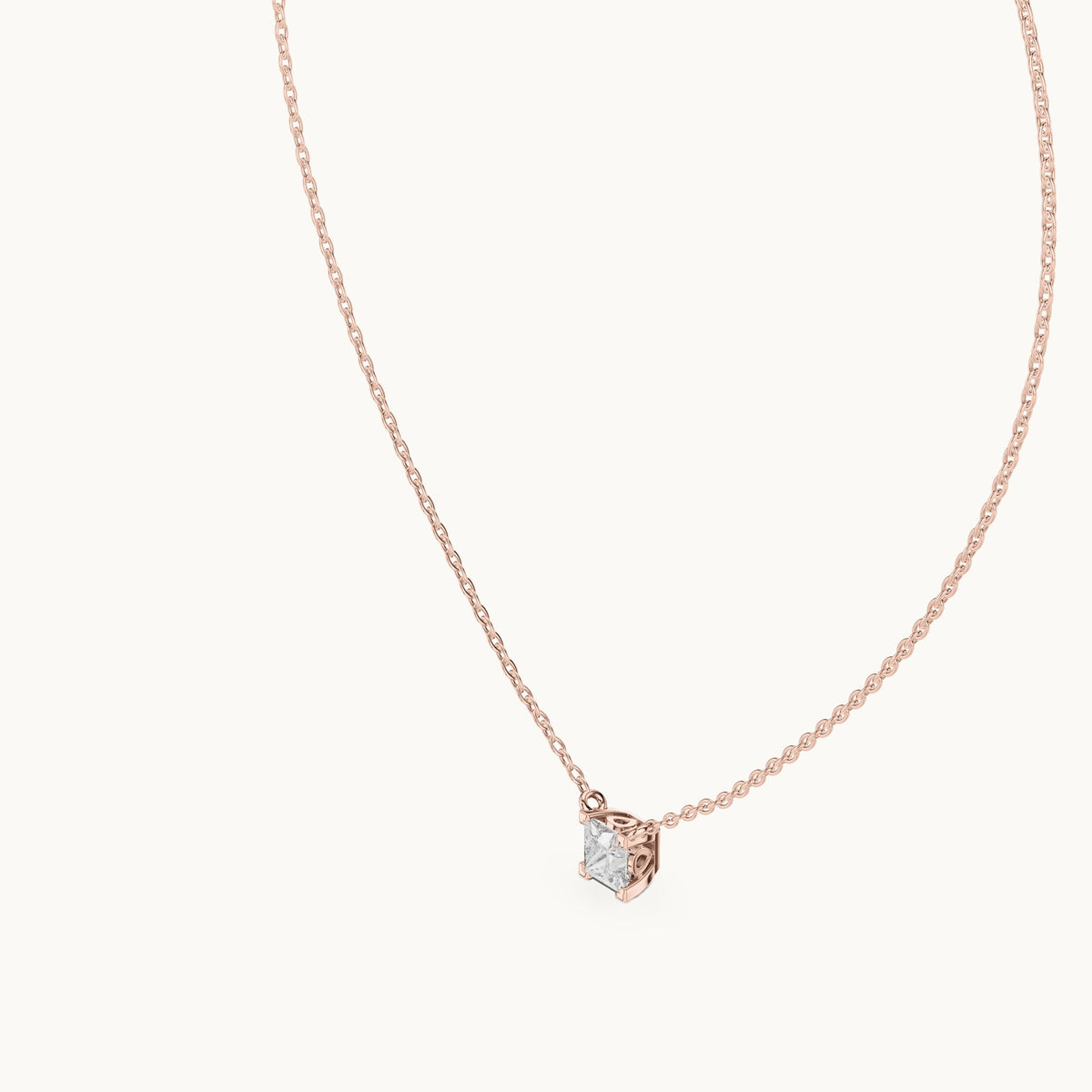 Princess-cut lab-grown diamond side-loop solitaire pendant in rose gold, 0.75 CT TW, view 2