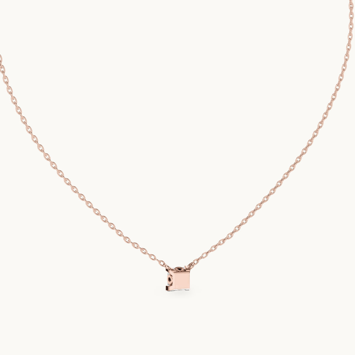Princess-cut lab-grown diamond side-loop solitaire pendant in rose gold, 0.75 CT TW, view 4