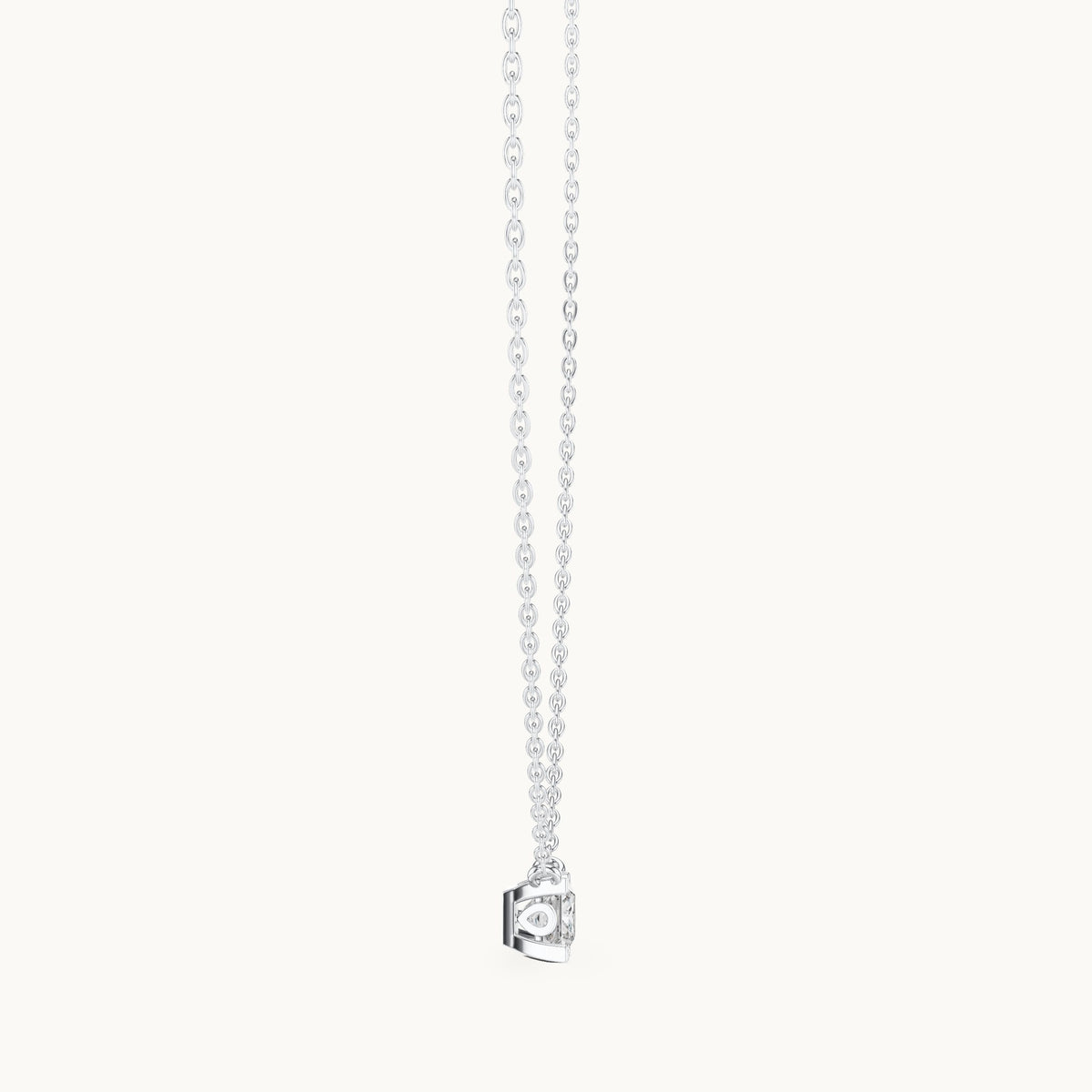 Princess-cut lab-grown diamond side-loop solitaire pendant in white gold, 0.75 CT TW, view 3