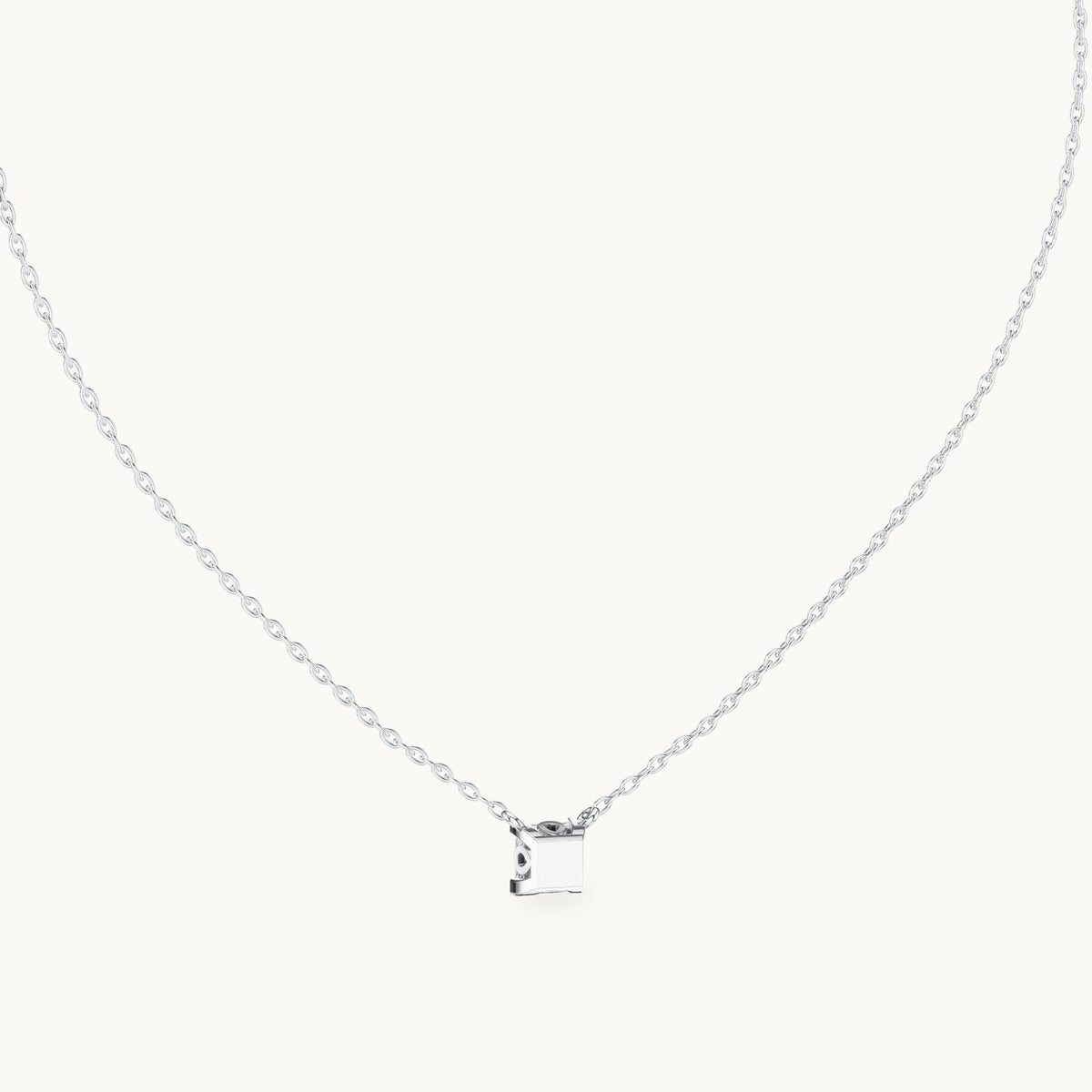 Princess-cut lab-grown diamond side-loop solitaire pendant in white gold, 0.75 CT TW, view 4