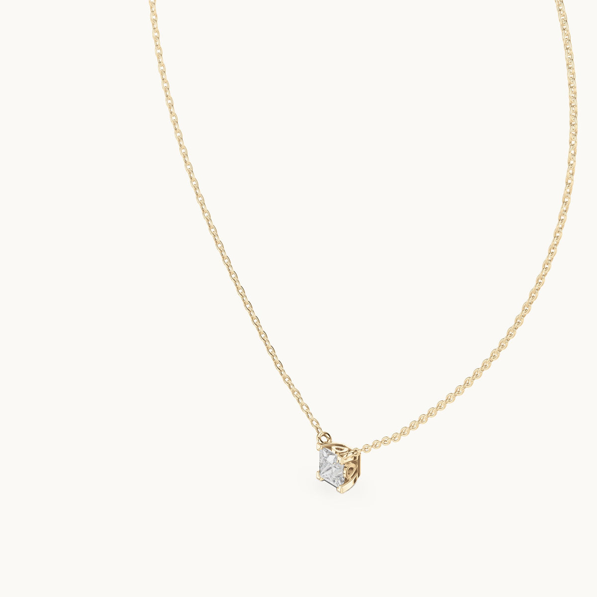 Princess-cut lab-grown diamond side-loop solitaire pendant in yellow gold, 0.75 CT TW, view 2