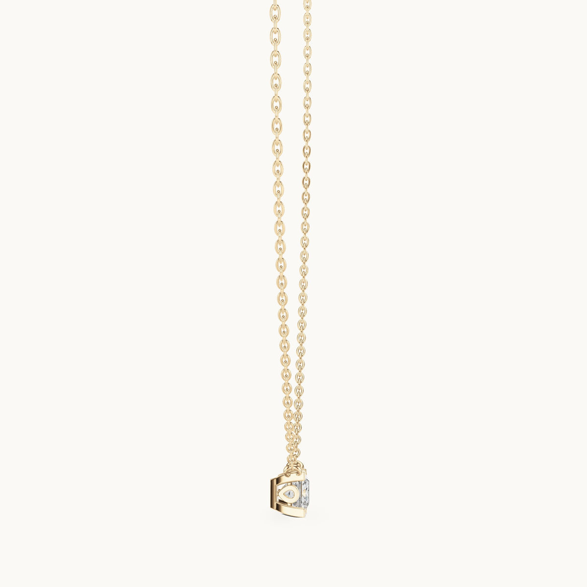 Princess-cut lab-grown diamond side-loop solitaire pendant in yellow gold, 0.75 CT TW, view 3