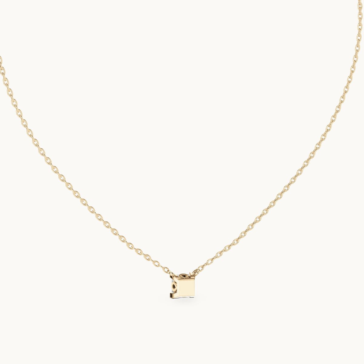 Princess-cut lab-grown diamond side-loop solitaire pendant in yellow gold, 0.75 CT TW, view 4