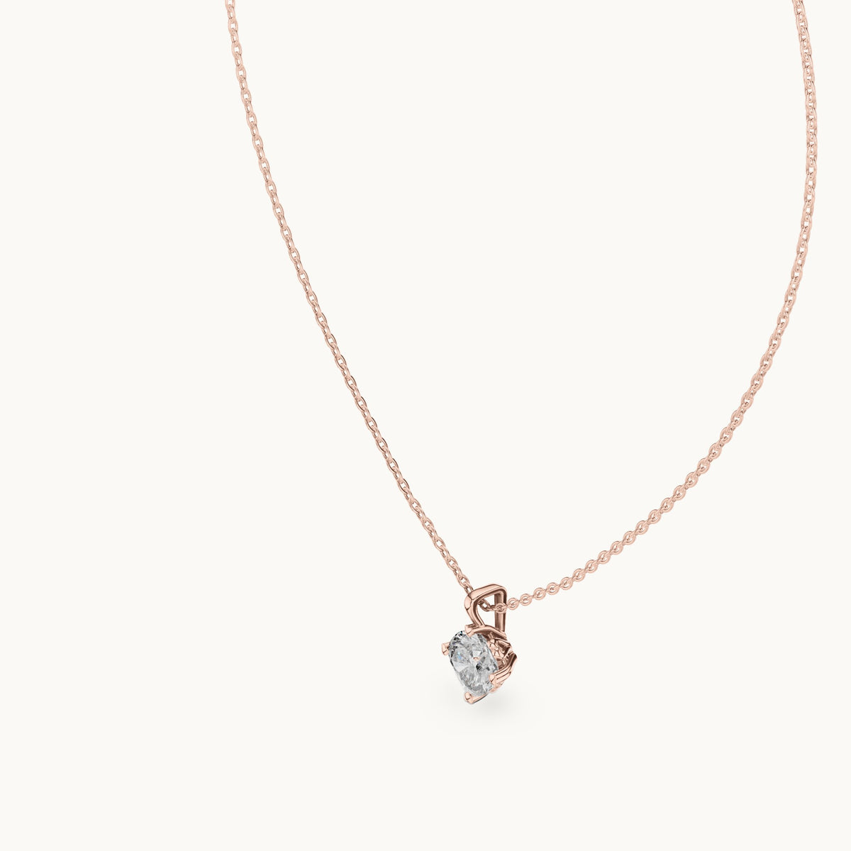 Cushion-cut lab-grown diamond solitaire pendant in rose gold, 1.00 CT TW, view 2