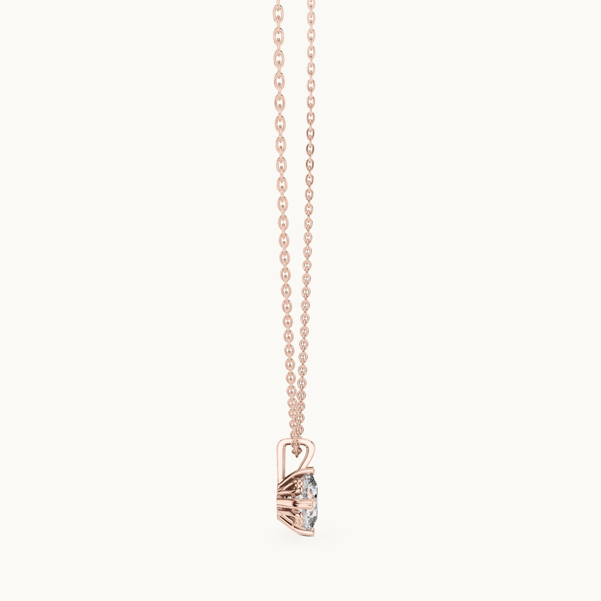 Cushion-cut lab-grown diamond solitaire pendant in rose gold, 1.00 CT TW, view 3