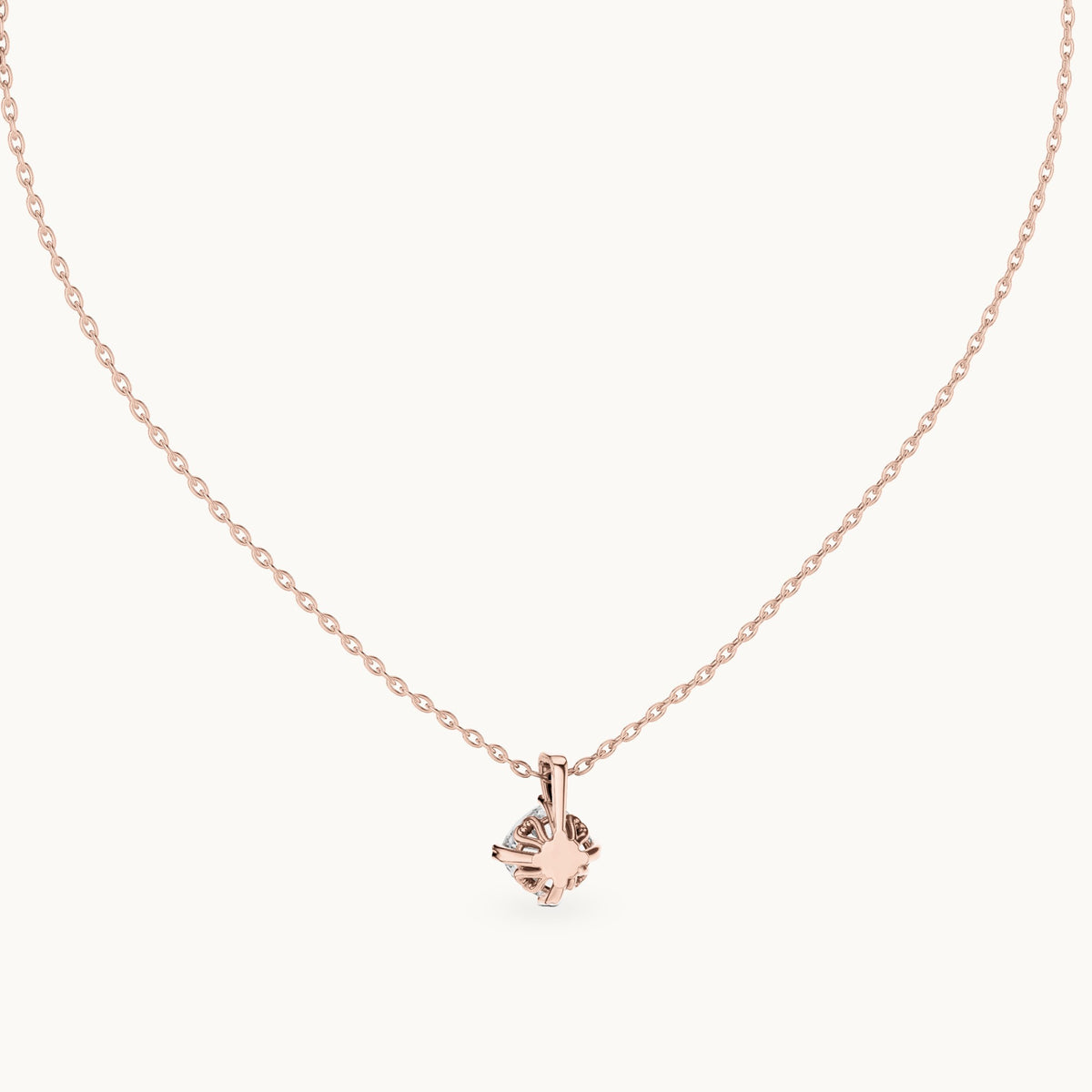 Cushion-cut lab-grown diamond solitaire pendant in rose gold, 1.00 CT TW, view 4