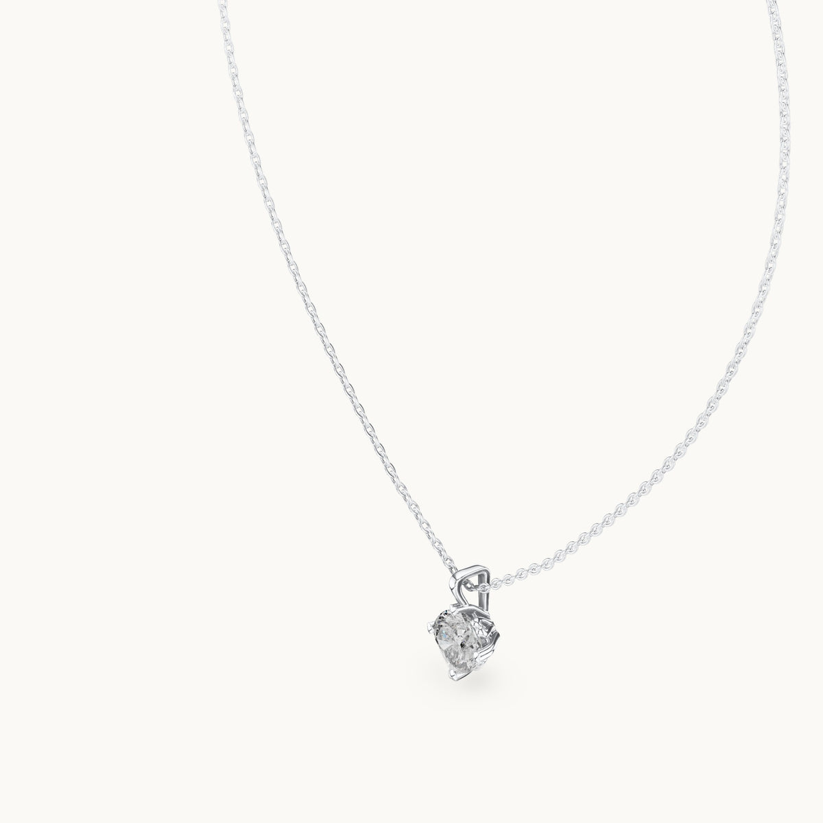Cushion-cut lab-grown diamond solitaire pendant in white gold, 1.00 CT TW, view 2