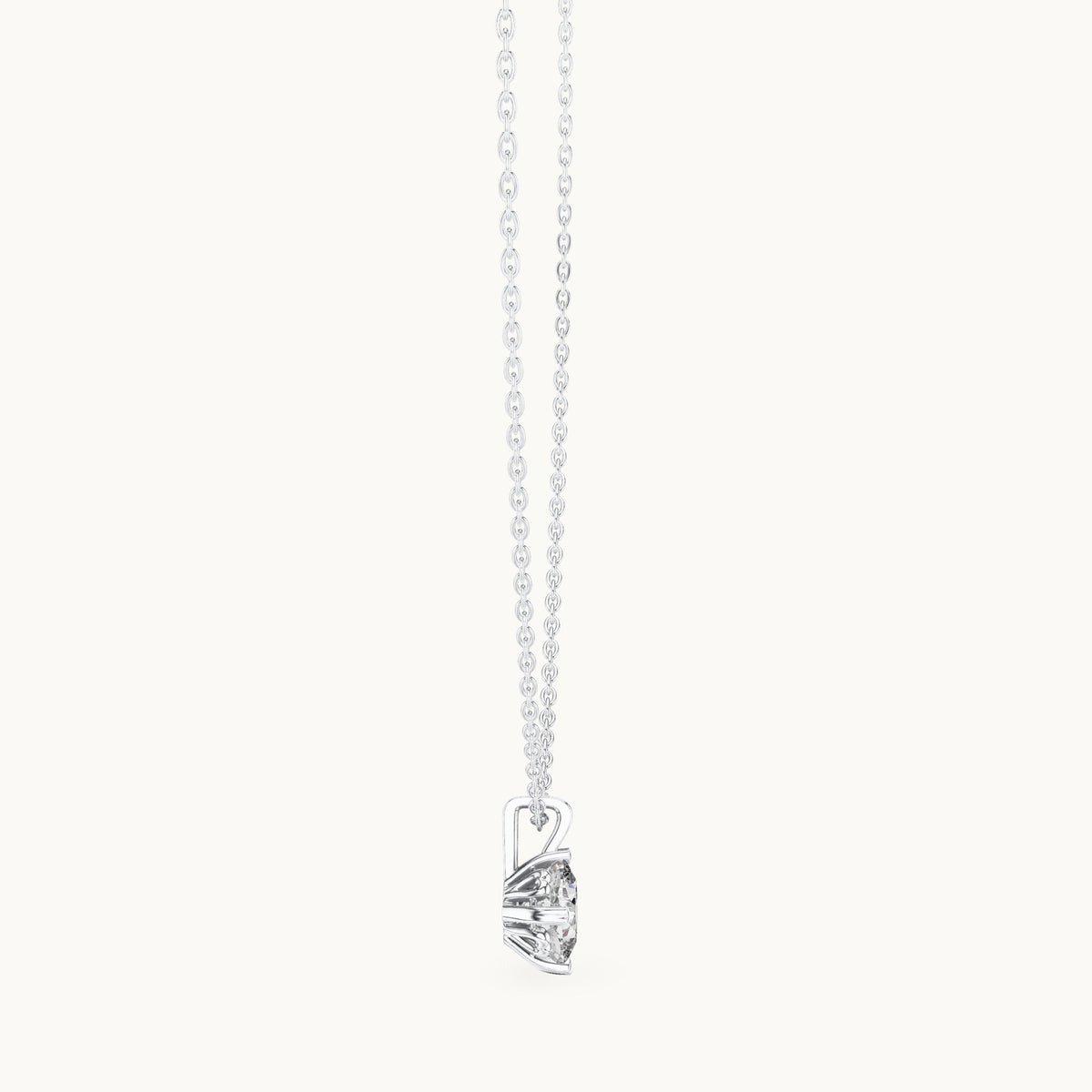 Cushion-cut lab-grown diamond solitaire pendant in white gold, 1.00 CT TW, view 3