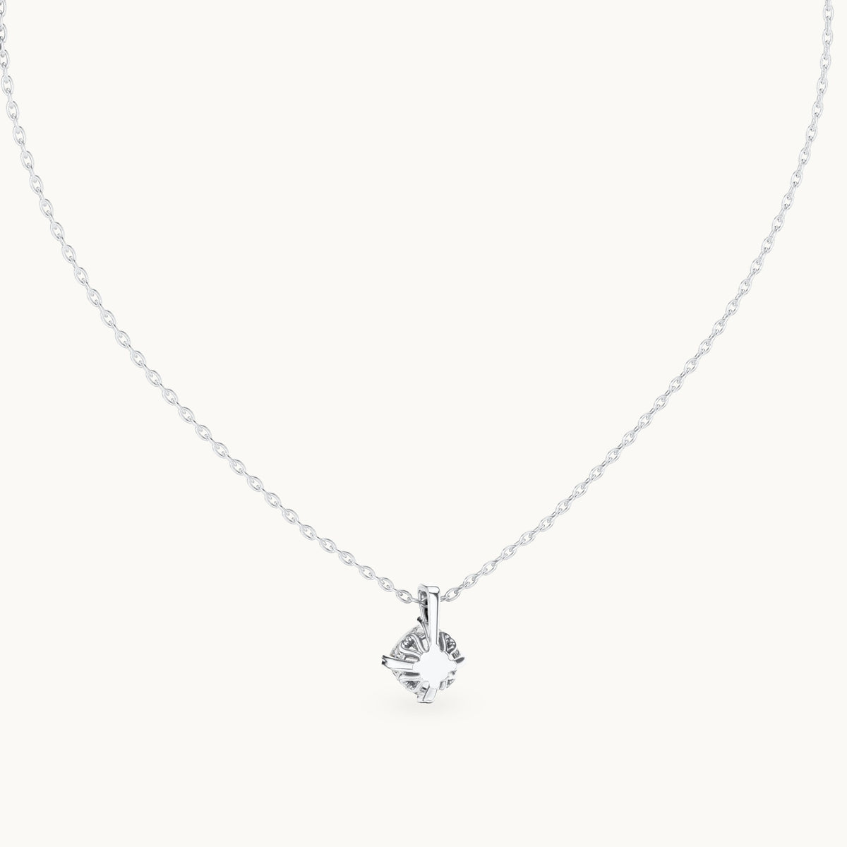 Cushion-cut lab-grown diamond solitaire pendant in white gold, 1.00 CT TW, view 4