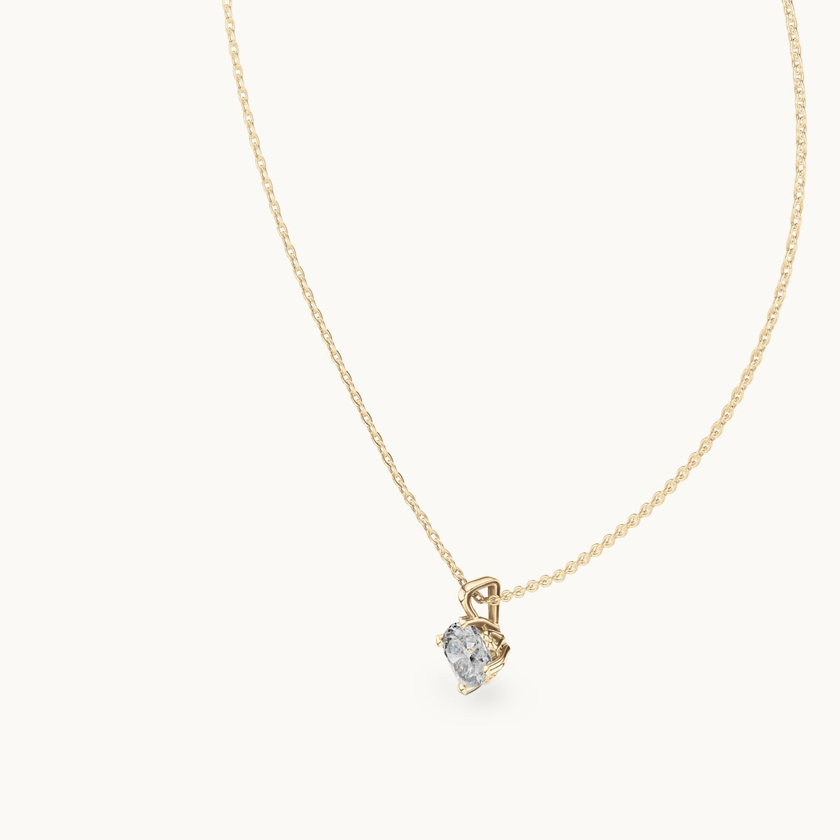 Cushion-cut lab-grown diamond solitaire pendant in yellow gold, 1.00 CT TW, view 2
