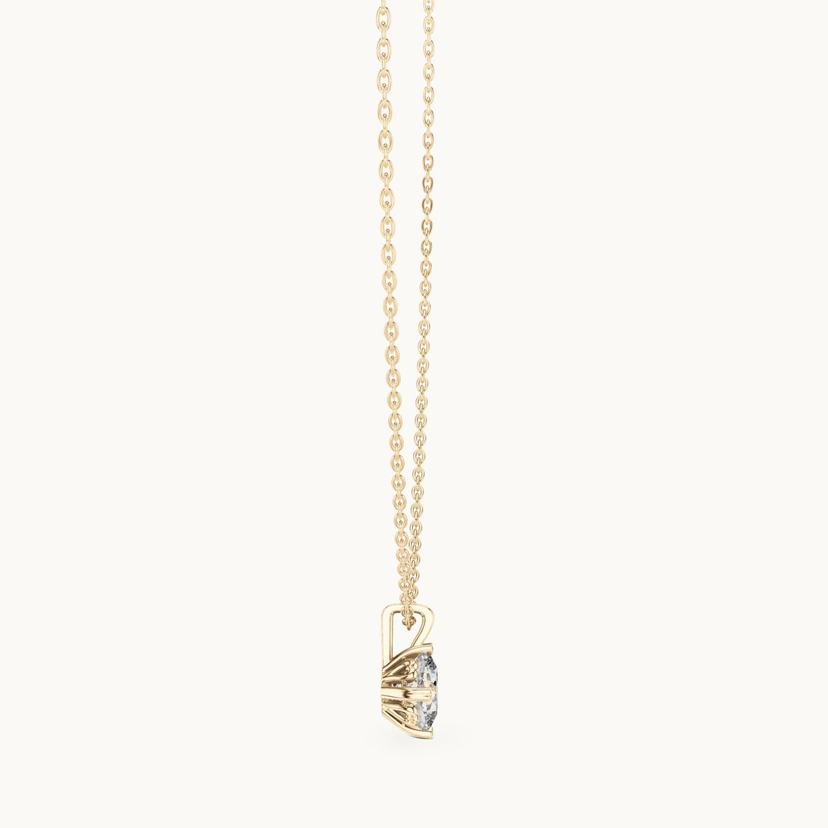 Cushion-cut lab-grown diamond solitaire pendant in yellow gold, 1.00 CT TW, view 3