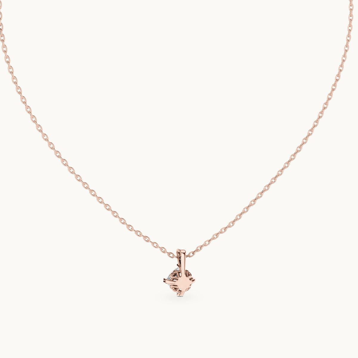 Cushion-cut lab-grown diamond solitaire drop pendant in rose gold, 0.75 CT TW, view 4