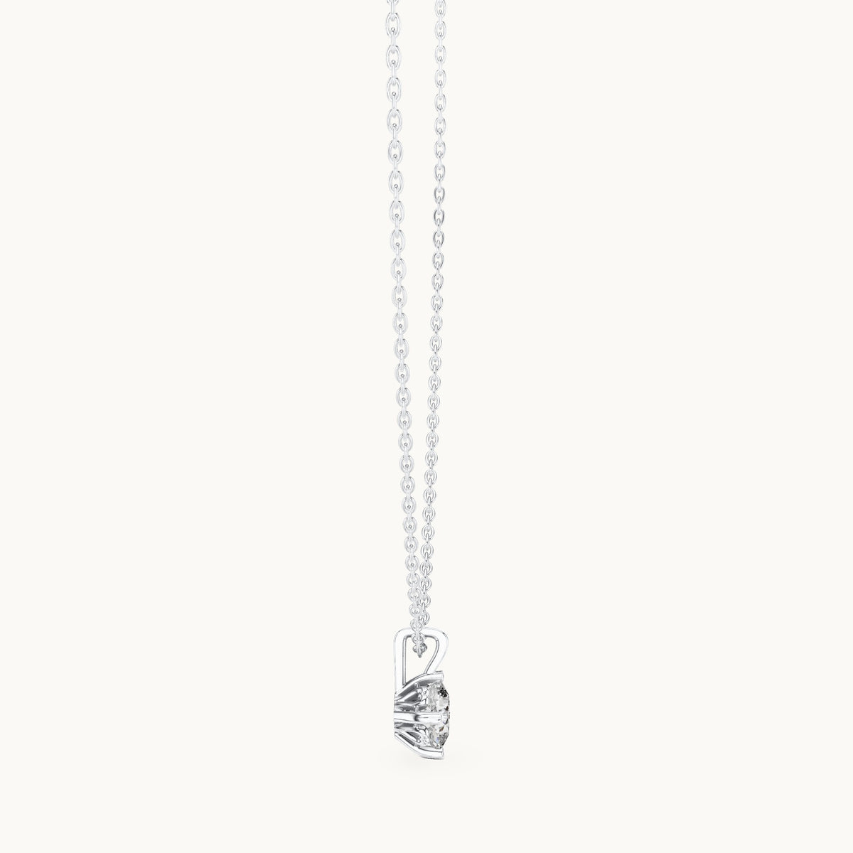 Cushion-cut lab-grown diamond solitaire drop pendant in white gold, 0.75 CT TW, view 3