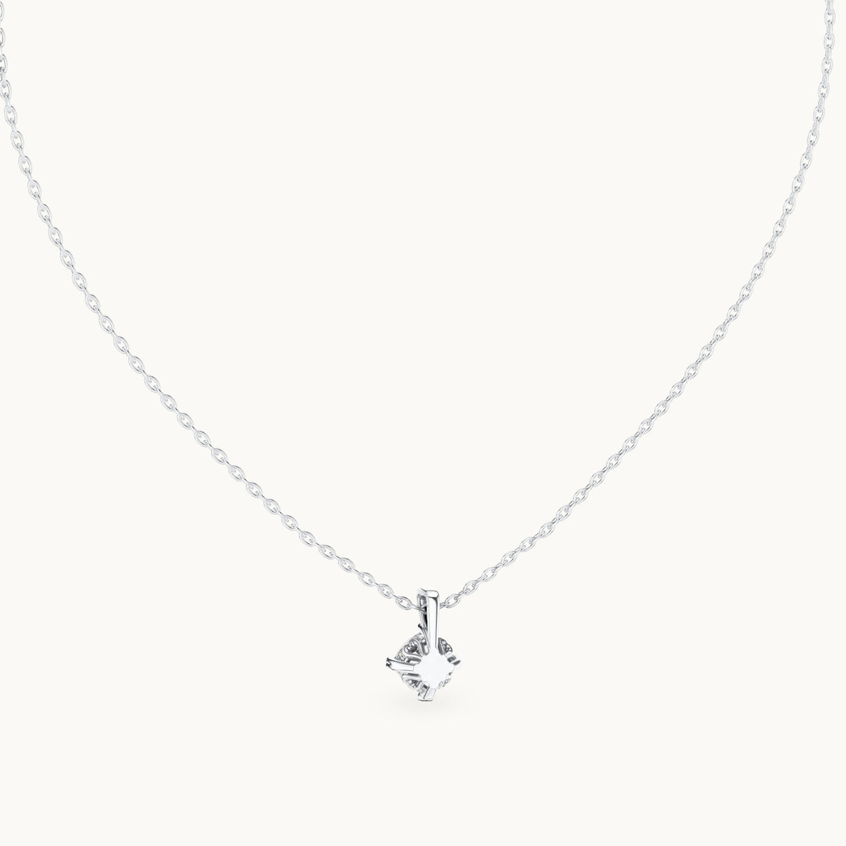 Cushion-cut lab-grown diamond solitaire drop pendant in white gold, 0.75 CT TW, view 4