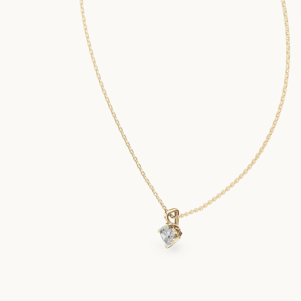 Cushion-cut lab-grown diamond solitaire drop pendant in yellow gold, 0.75 CT TW, view 2