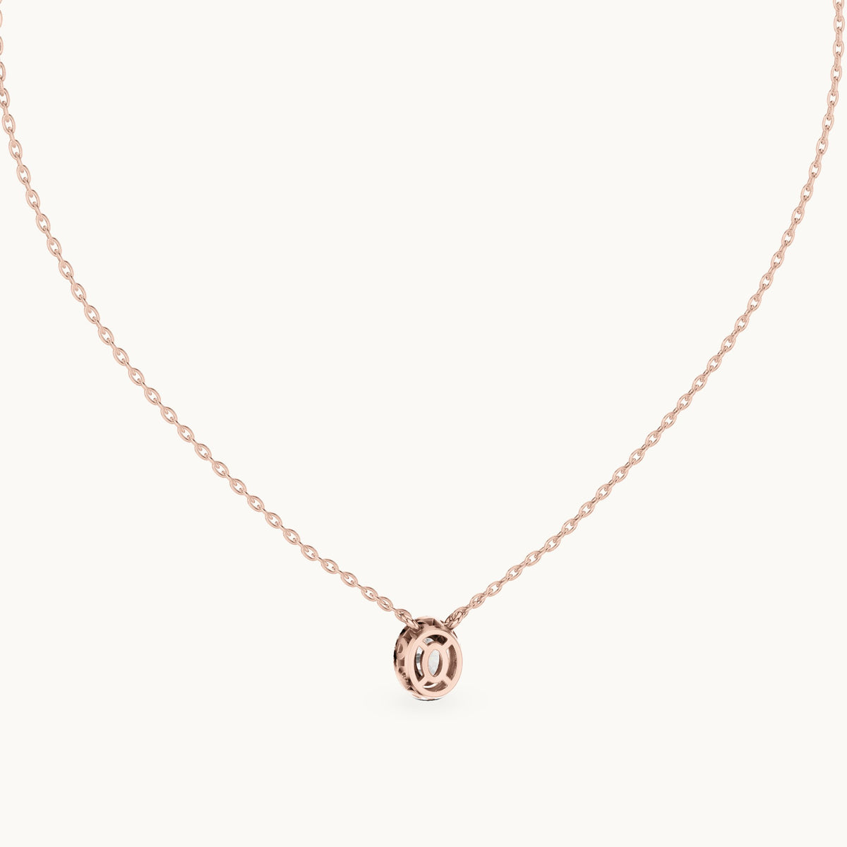 Oval lab-grown diamond halo pendant in rose gold, 0.64 CT TW, view 4