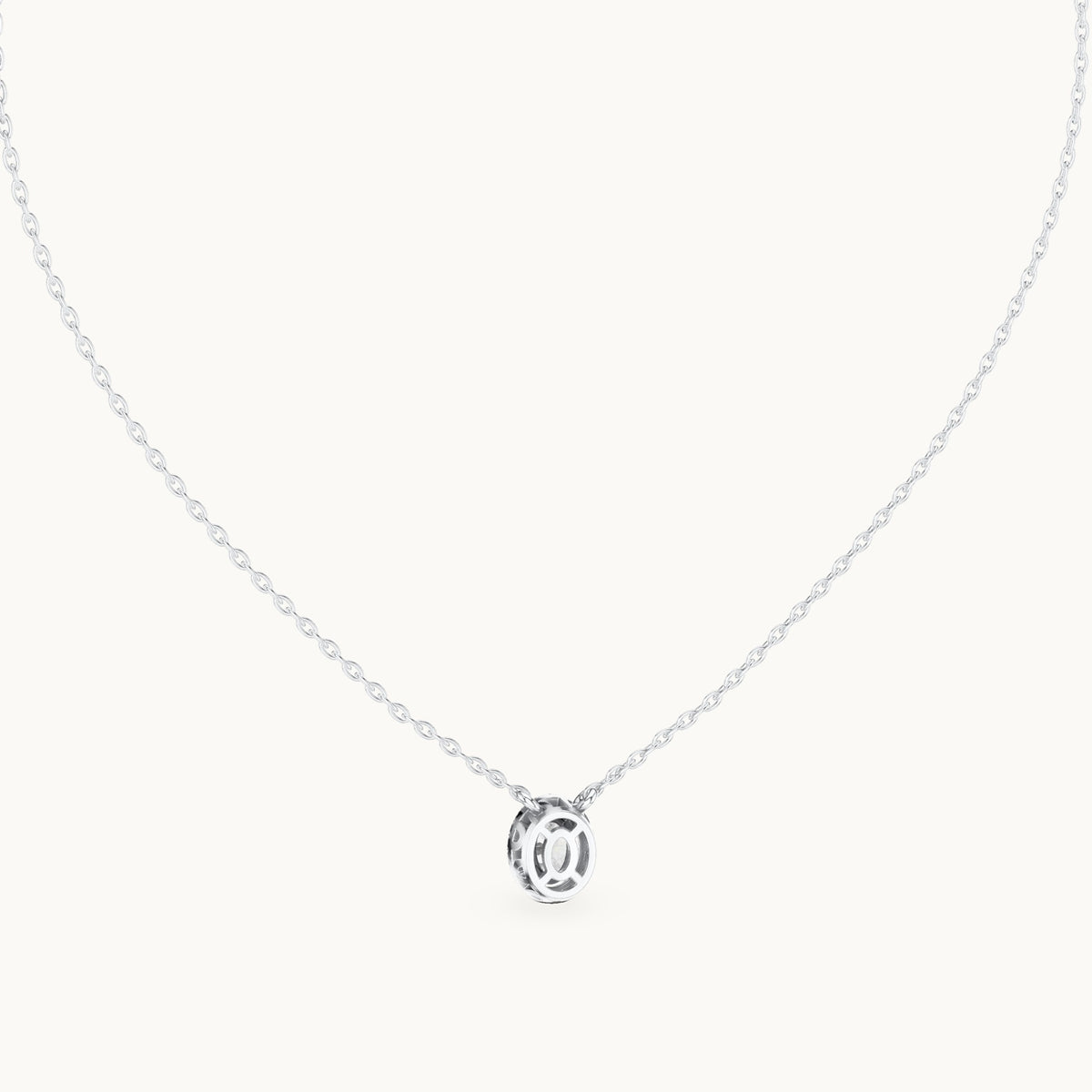 Oval lab-grown diamond halo pendant in white gold, 0.64 CT TW, view 4