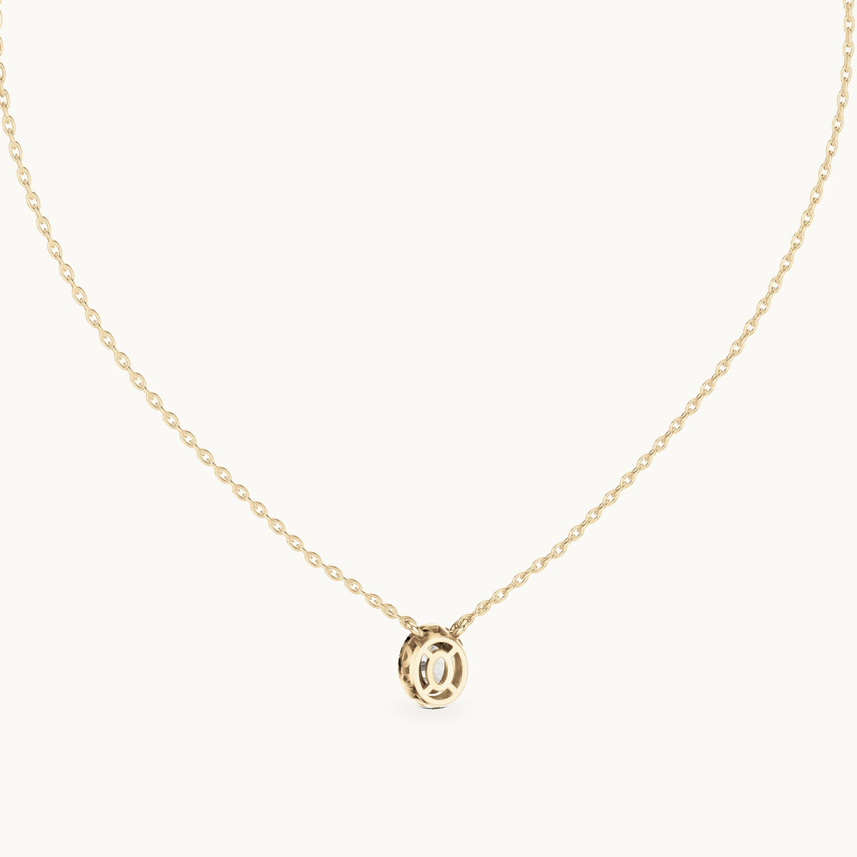 Oval lab-grown diamond halo pendant in yellow gold, 0.64 CT TW, view 4