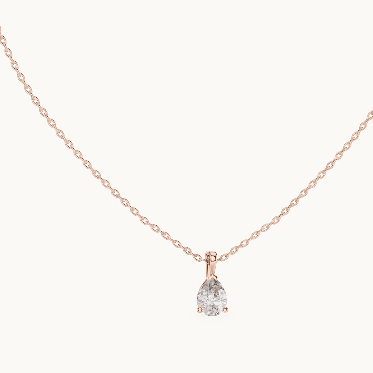 Pear lab-grown diamond solitaire pendant in rose gold, 1.00 CT TW, view 1