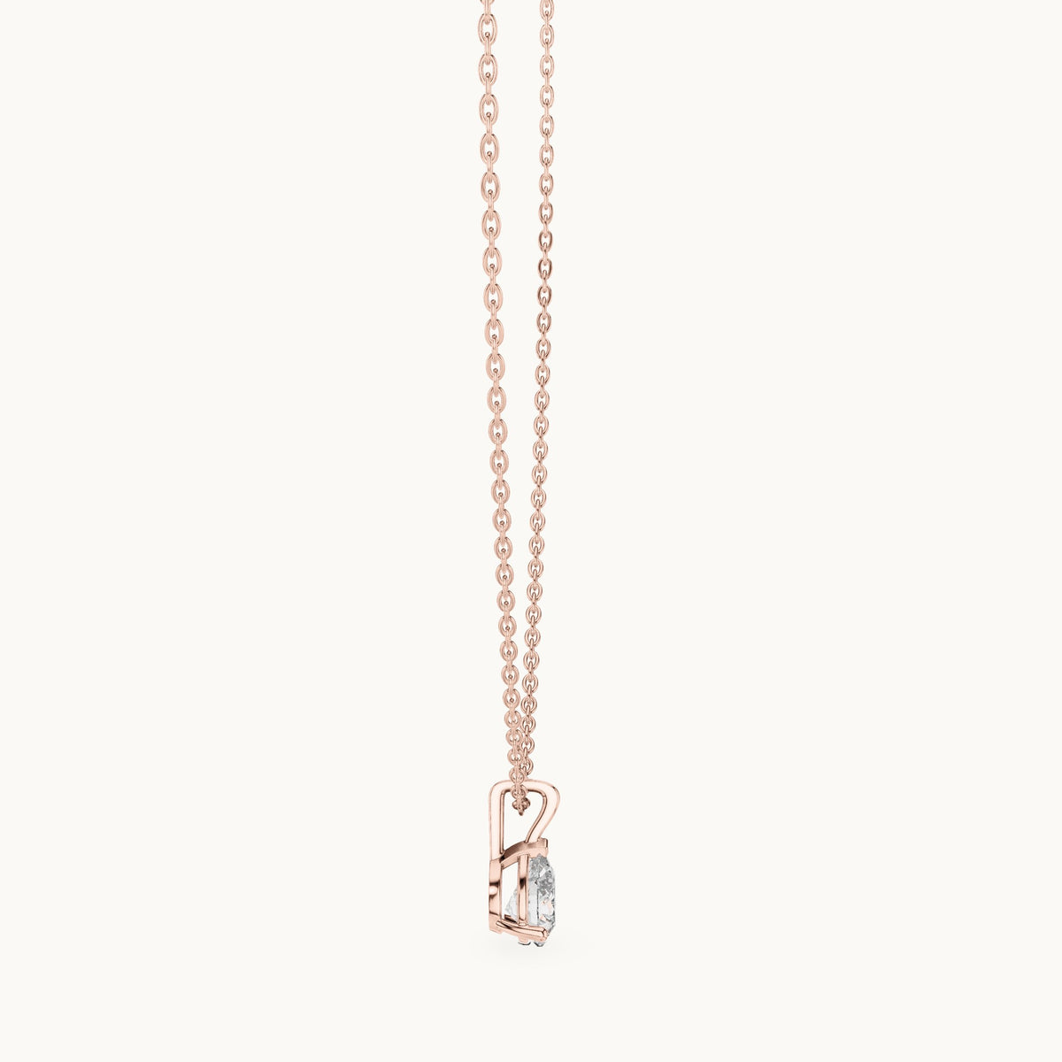 Pear lab-grown diamond solitaire pendant in rose gold, 1.00 CT TW, view 3