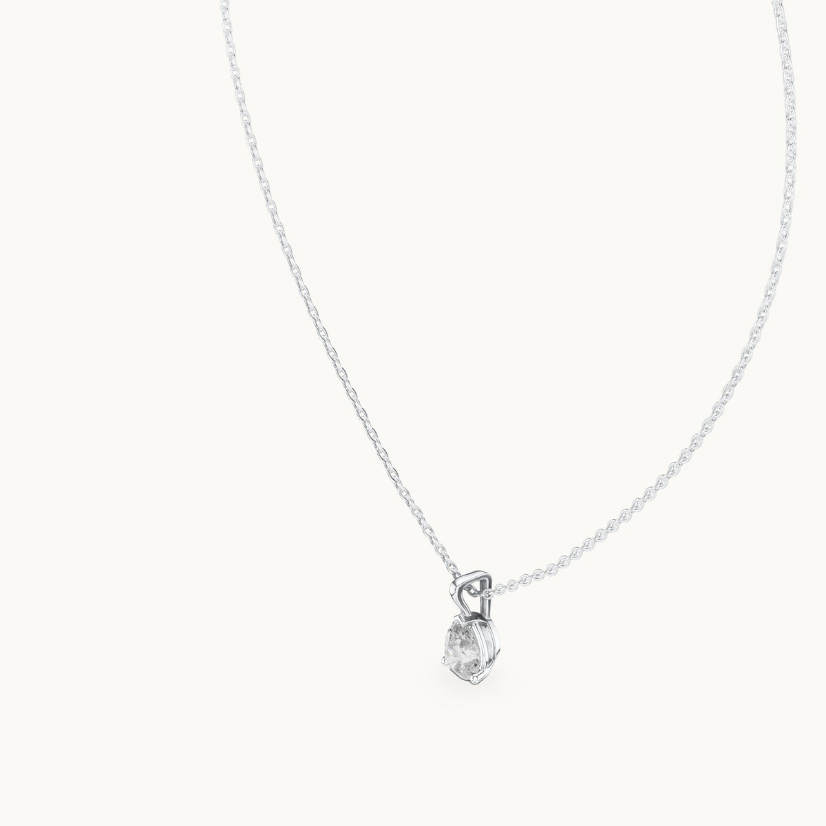 Pear lab-grown diamond solitaire pendant in white gold, 1.00 CT TW, view 2