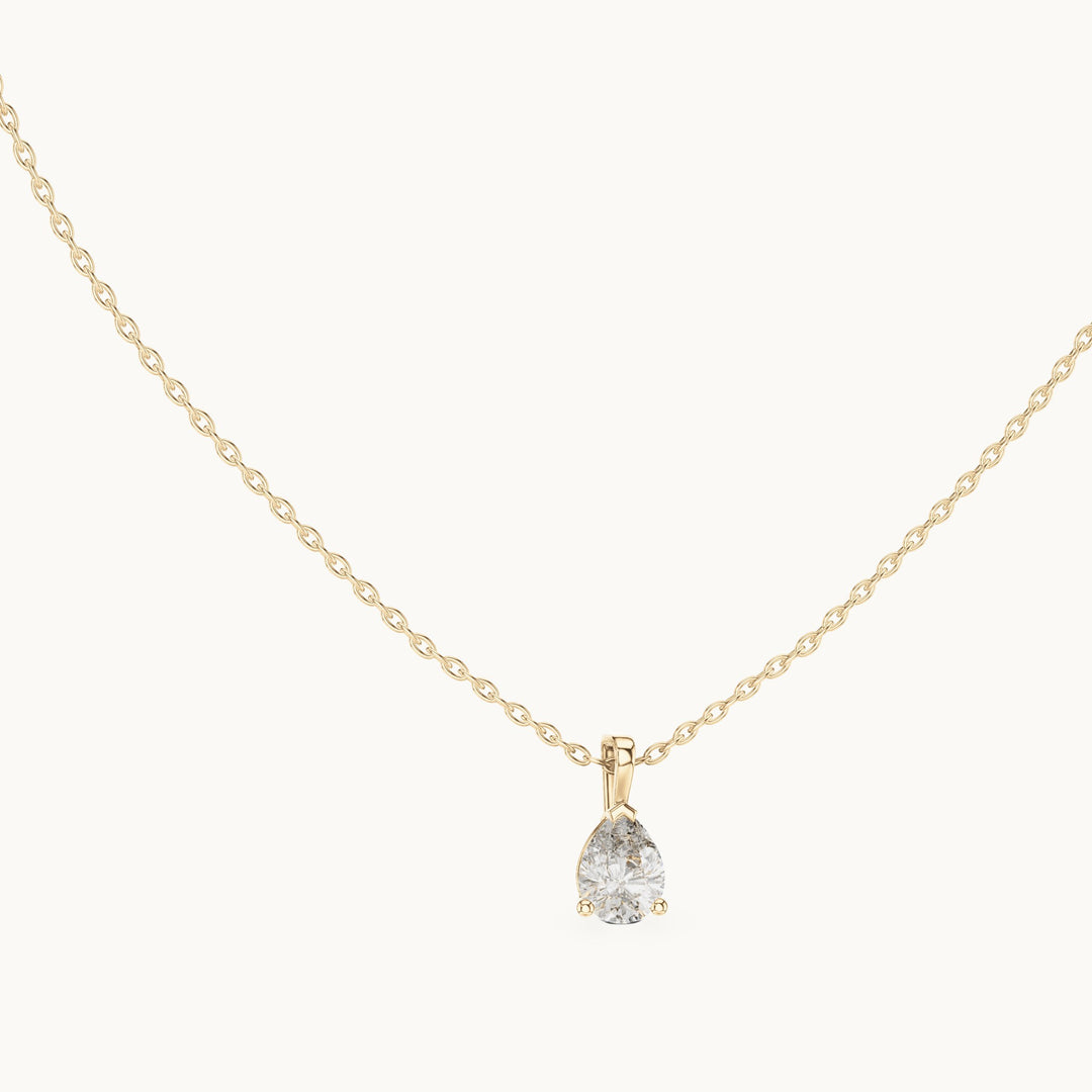 Pear lab-grown diamond solitaire pendant in yellow gold, 1.00 CT TW, view 1