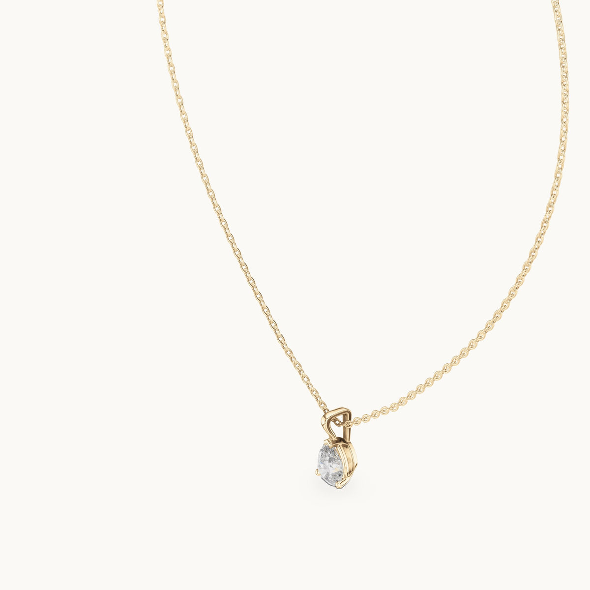 Pear lab-grown diamond solitaire pendant in yellow gold, 1.00 CT TW, view 2