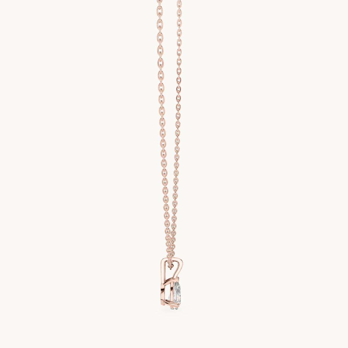 Pear lab-grown diamond solitaire drop pendant in rose gold, 0.75 CT TW, view 3