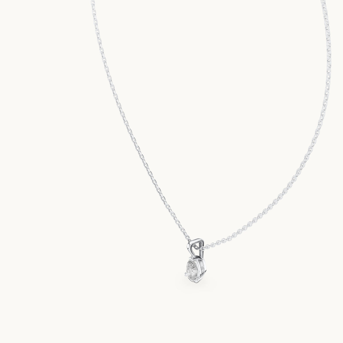 Pear lab-grown diamond solitaire drop pendant in white gold, 0.75 CT TW, view 2