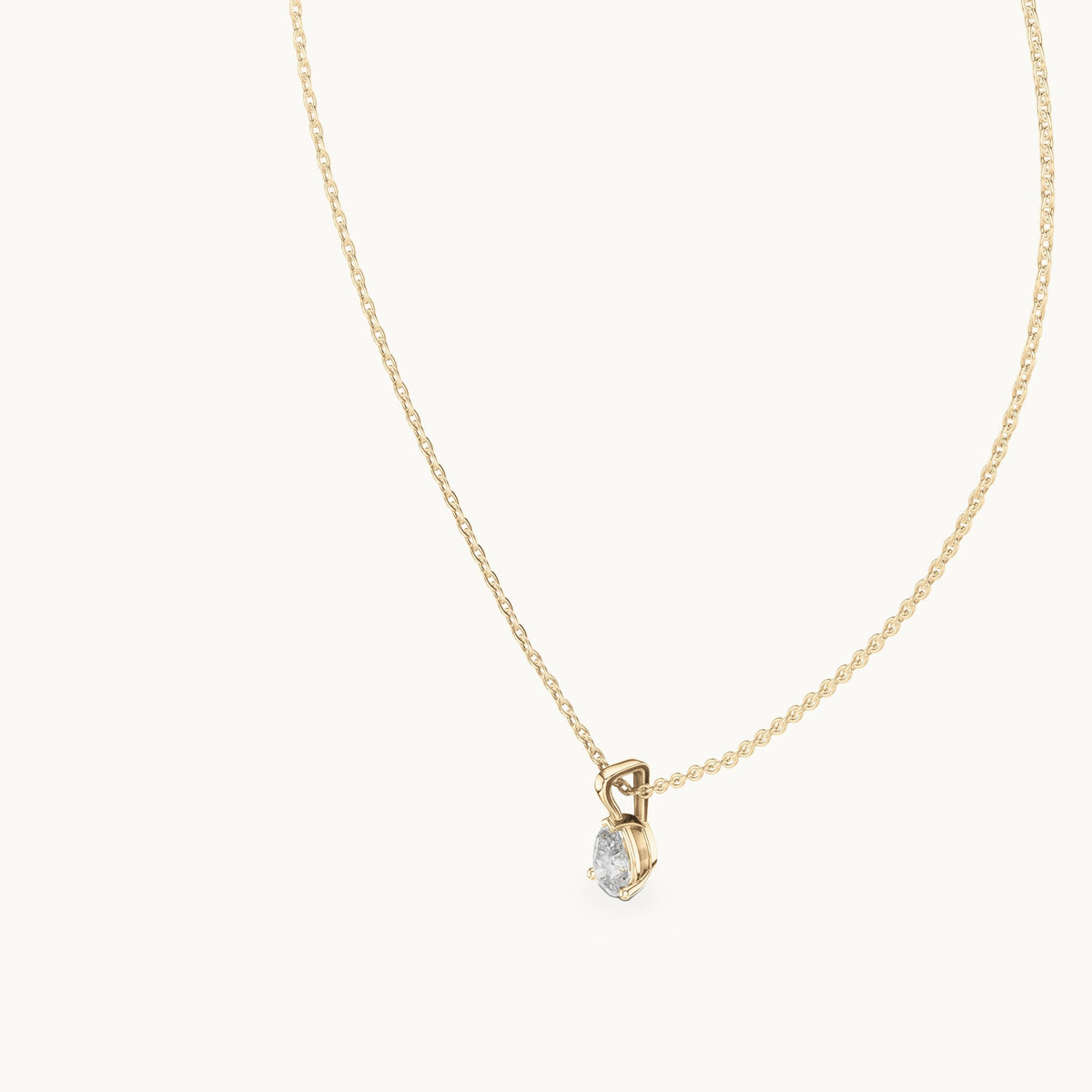 Pear lab-grown diamond solitaire drop pendant in yellow gold, 0.75 CT TW, view 2