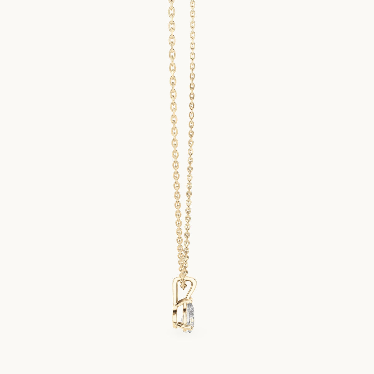 Pear lab-grown diamond solitaire drop pendant in yellow gold, 0.75 CT TW, view 3