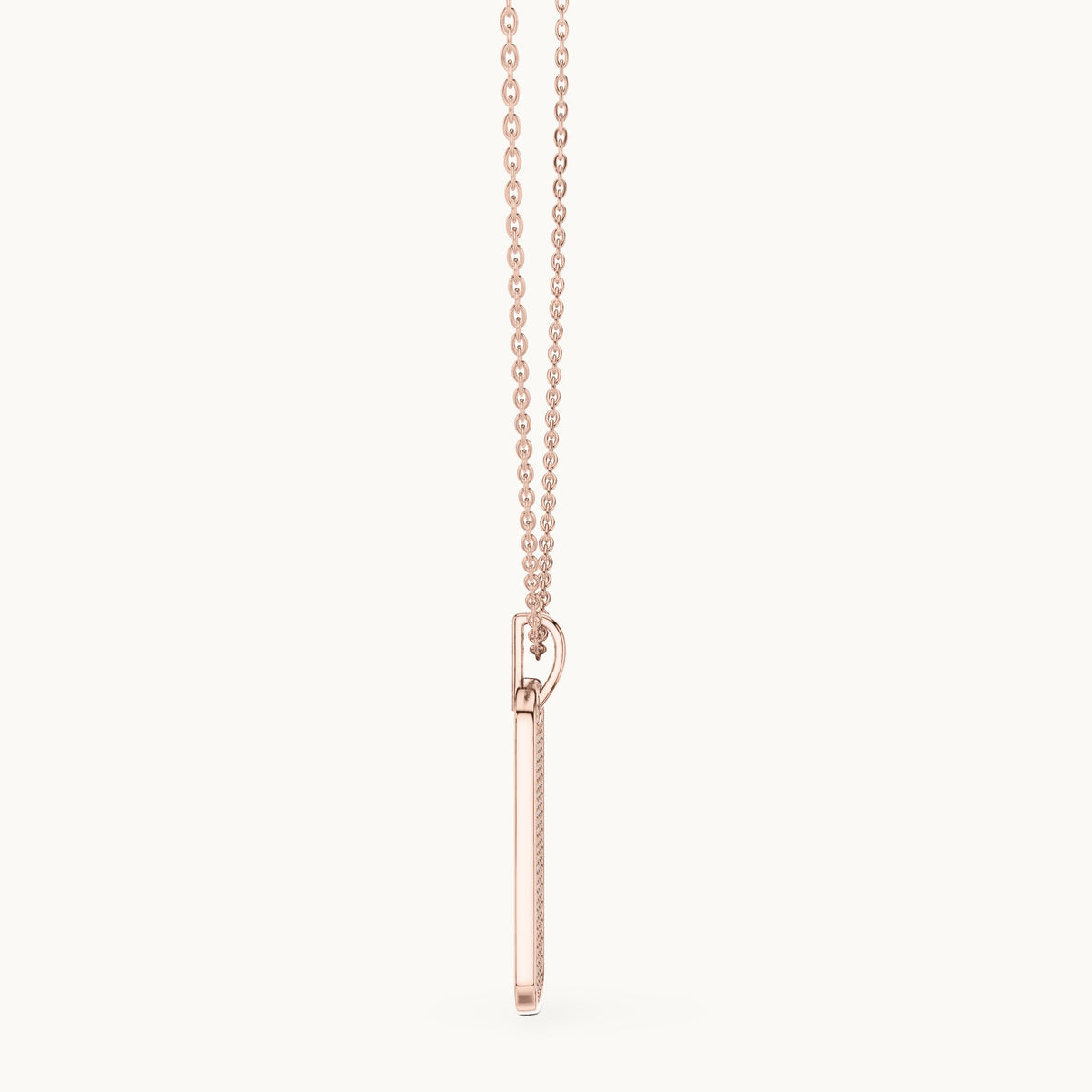 Round lab-grown diamond pave dog tag pendant in rose gold, 1.39 CT TW, view 3