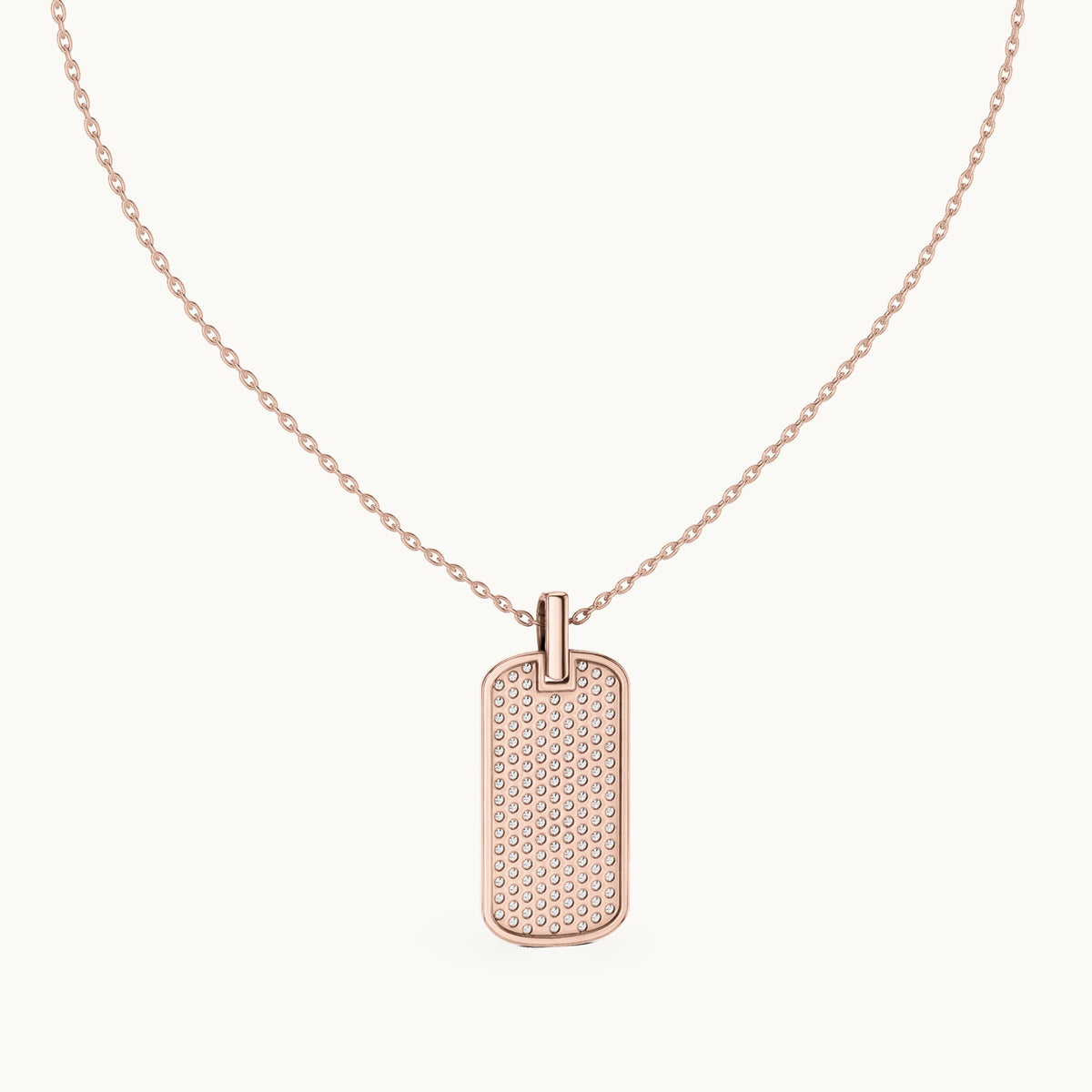 Round lab-grown diamond pave dog tag pendant in rose gold, 1.39 CT TW, view 4