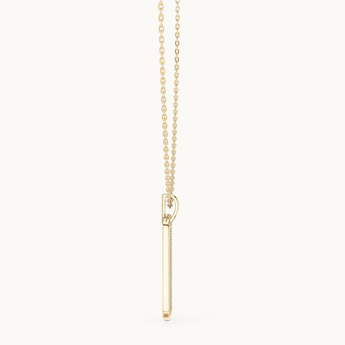 Round lab-grown diamond pave dog tag pendant in yellow gold, 1.39 CT TW, view 3