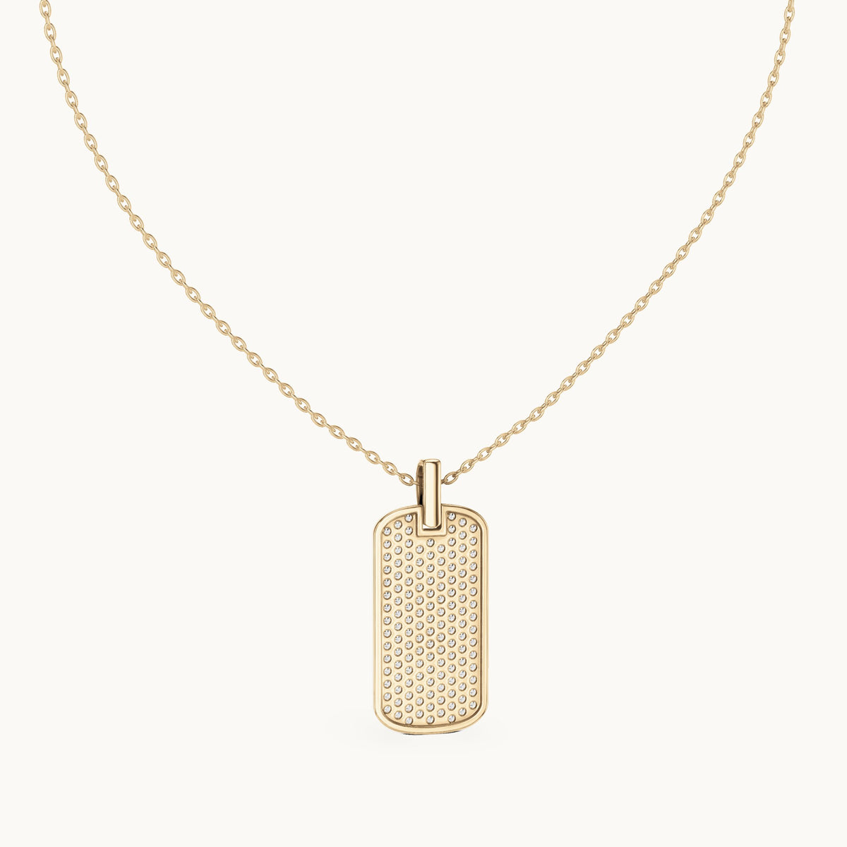 Round lab-grown diamond pave dog tag pendant in yellow gold, 1.39 CT TW, view 4