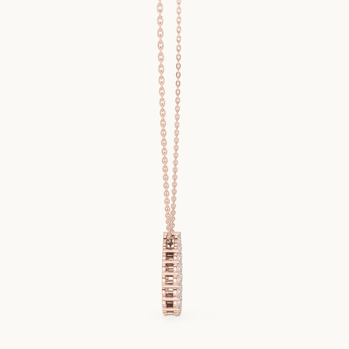 Round lab-grown diamond open teardrop pendant in rose gold, 1.04 CT TW, view 3