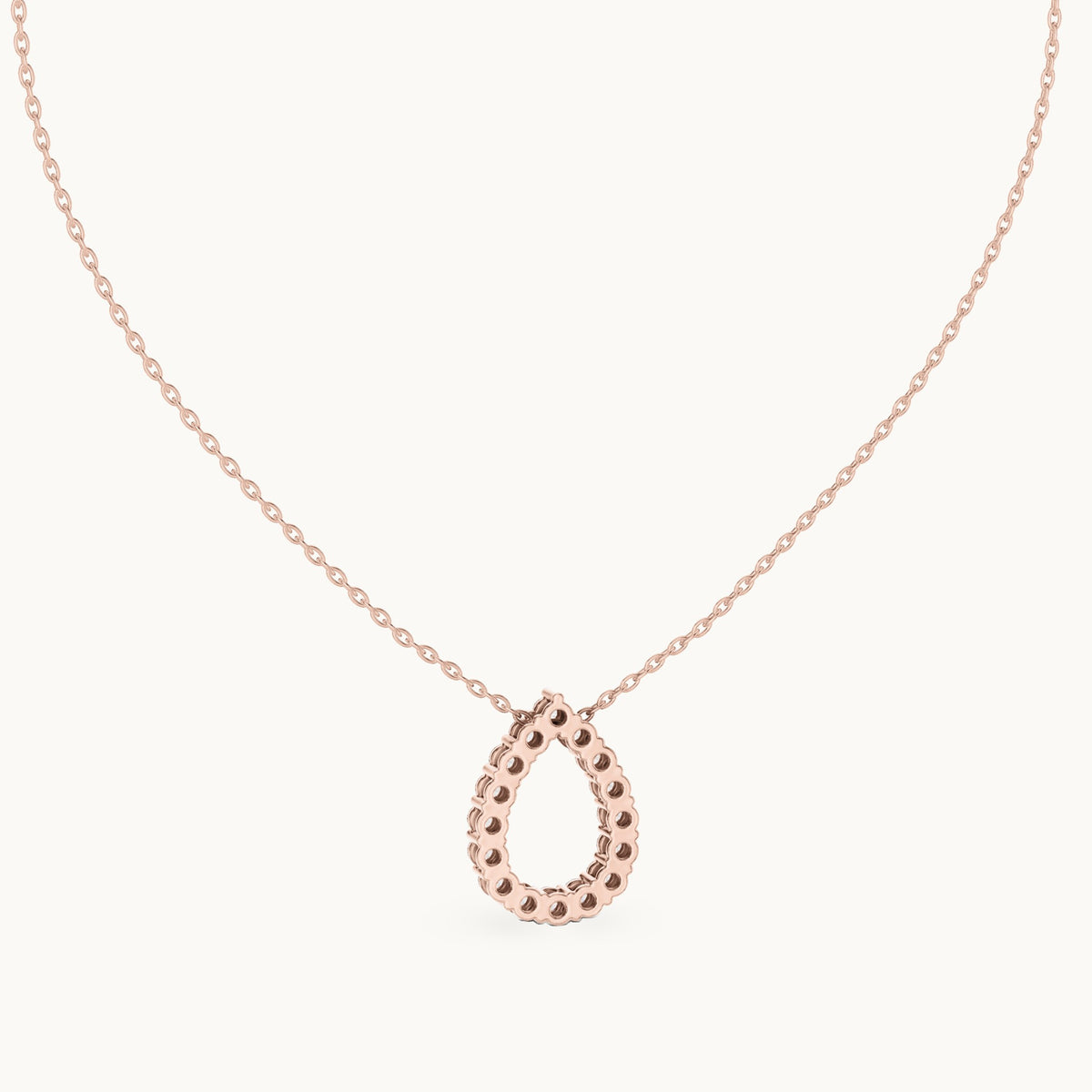 Round lab-grown diamond open teardrop pendant in rose gold, 1.04 CT TW, view 4