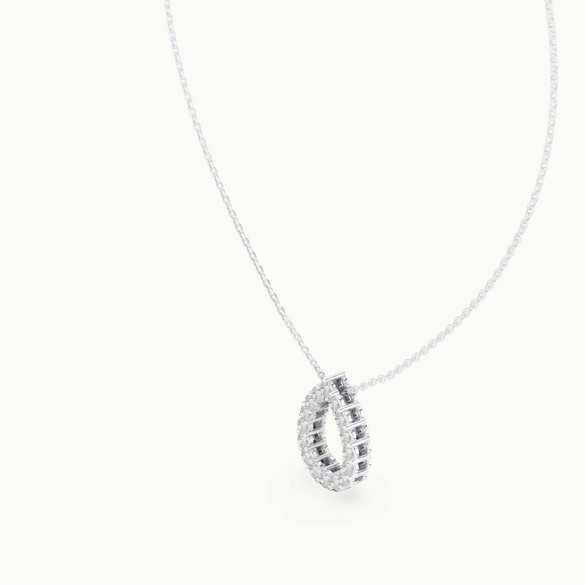 Round lab-grown diamond open teardrop pendant in white gold, 1.04 CT TW, view 2
