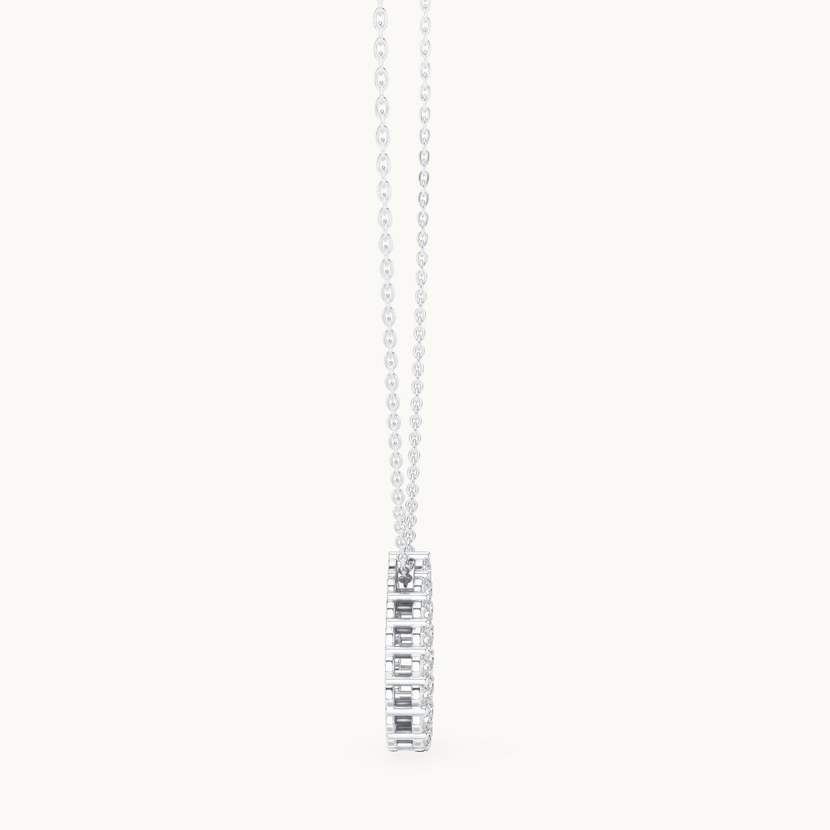 Round lab-grown diamond open teardrop pendant in white gold, 1.04 CT TW, view 3