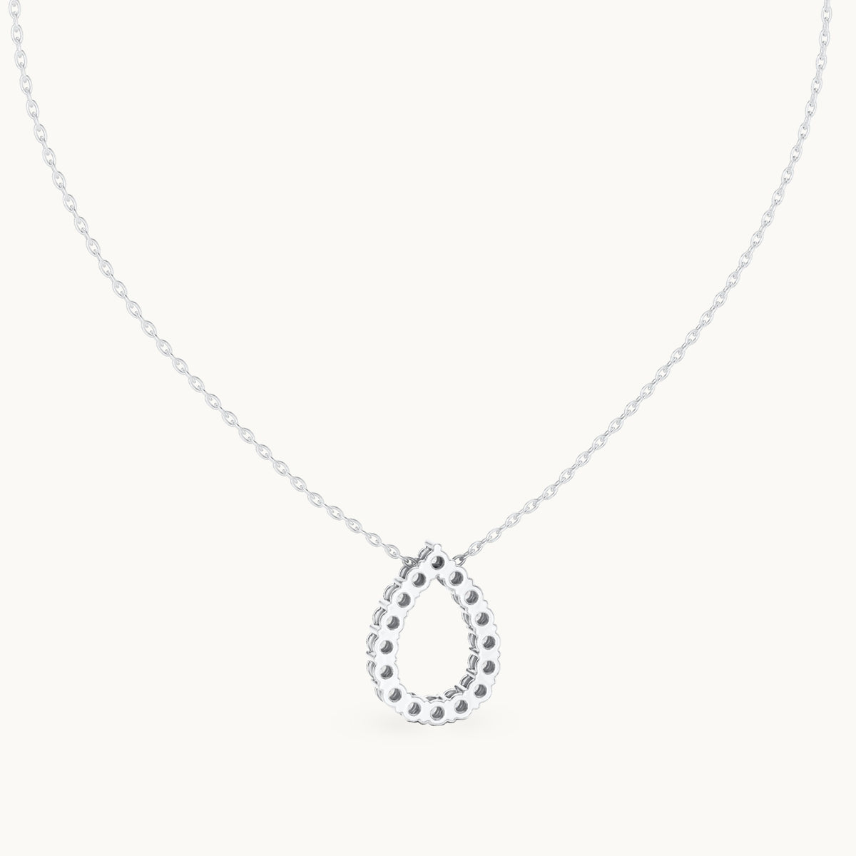 Round lab-grown diamond open teardrop pendant in white gold, 1.04 CT TW, view 4