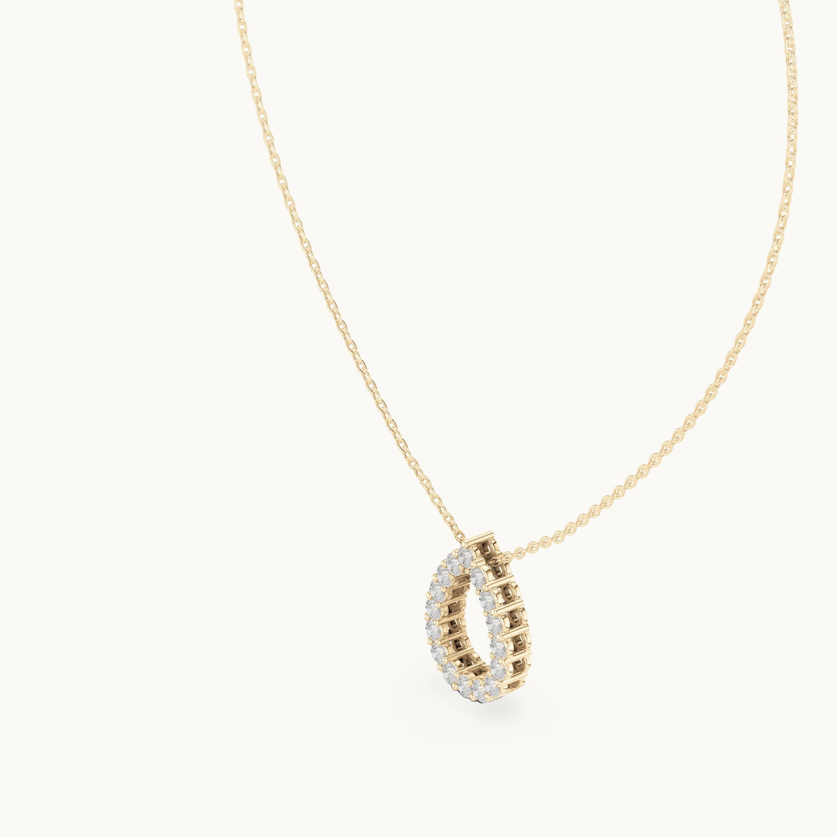 Round lab-grown diamond open teardrop pendant in yellow gold, 1.04 CT TW, view 2