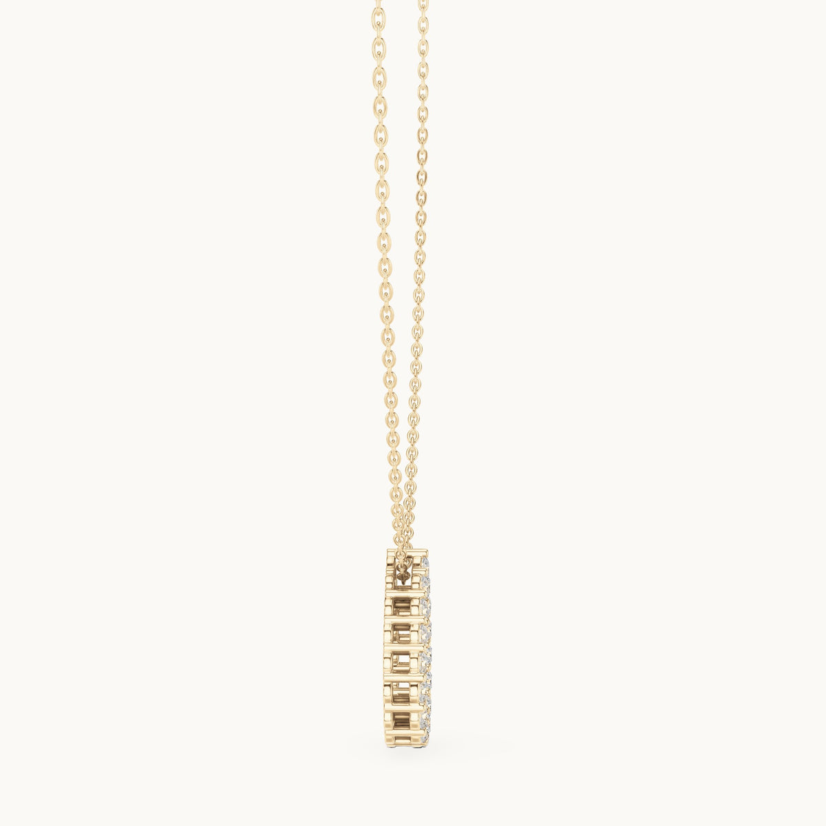 Round lab-grown diamond open teardrop pendant in yellow gold, 1.04 CT TW, view 3