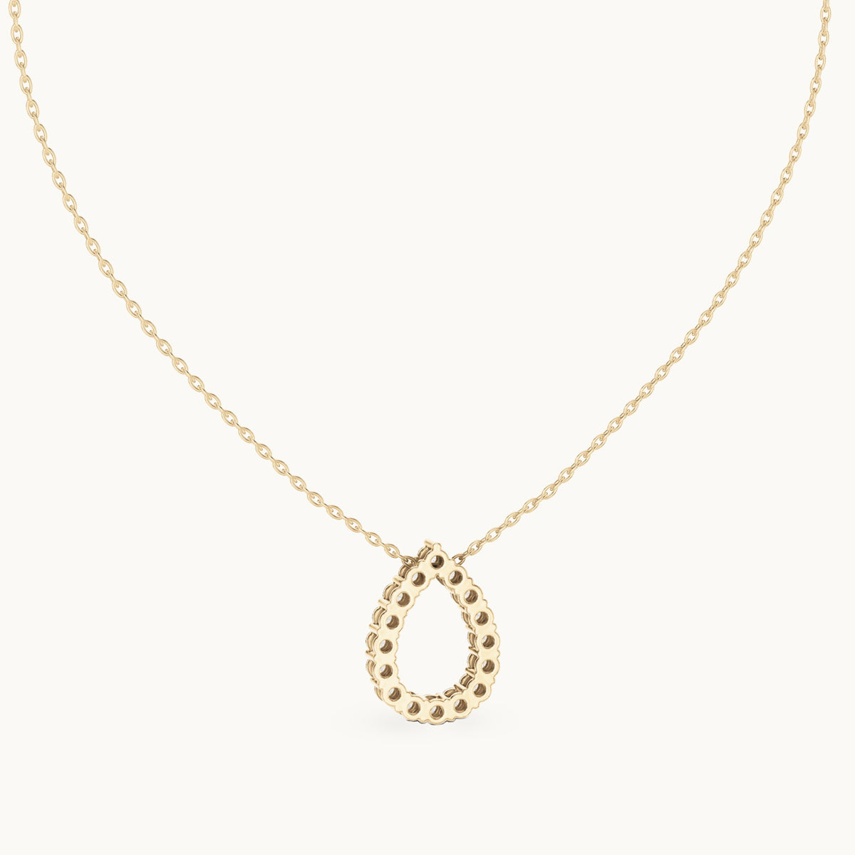Round lab-grown diamond open teardrop pendant in yellow gold, 1.04 CT TW, view 4