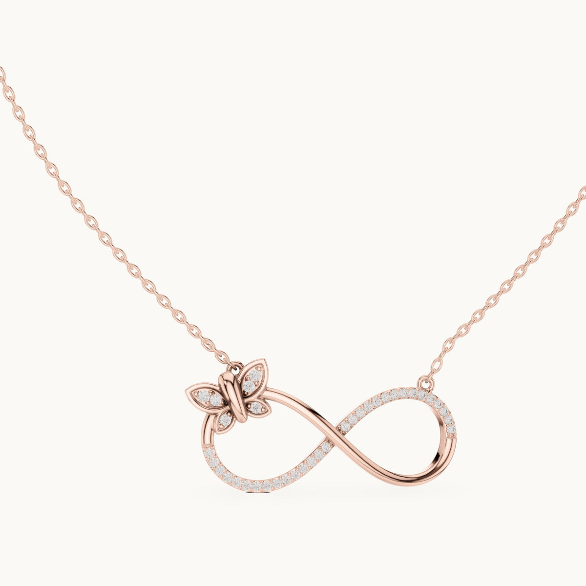 Round lab-grown diamond pave infinity pendant in rose gold, 0.252 CT TW, view 1