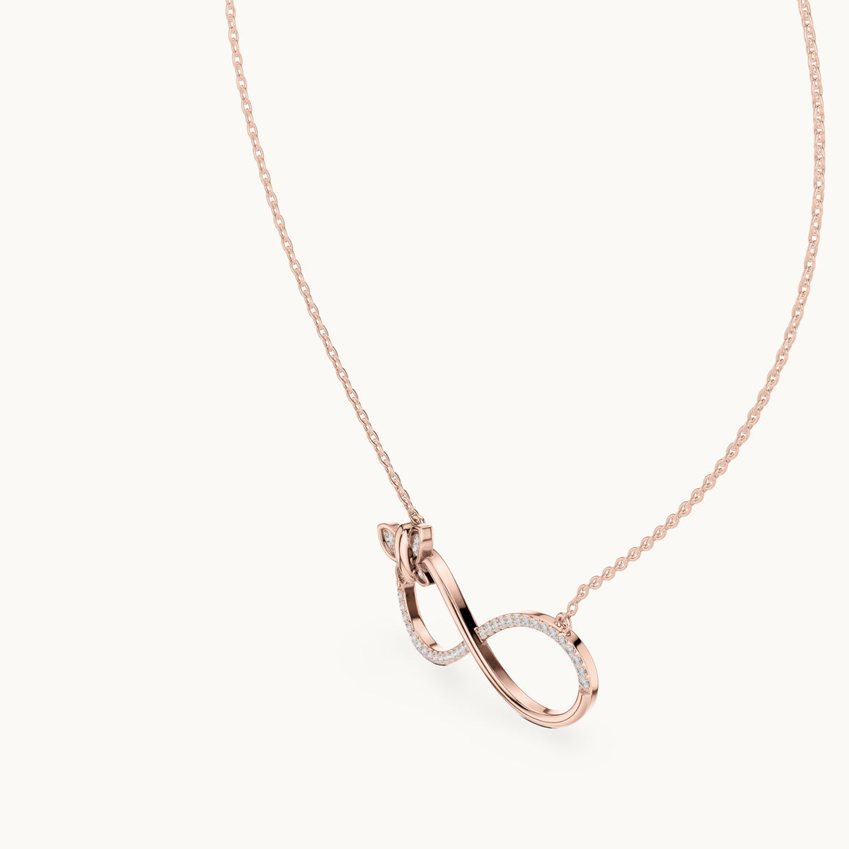 Round lab-grown diamond pave infinity pendant in rose gold, 0.252 CT TW, view 2