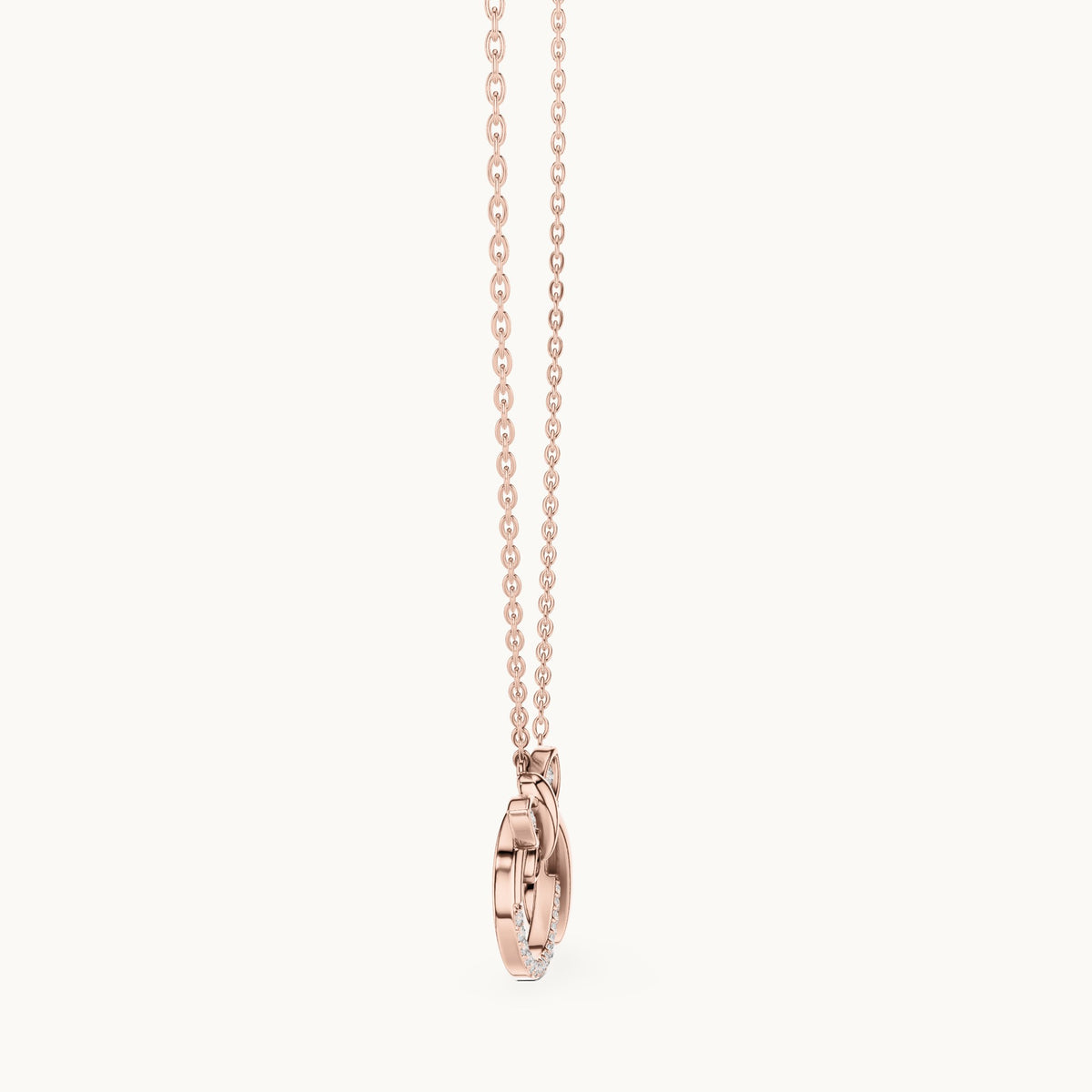 Round lab-grown diamond pave infinity pendant in rose gold, 0.252 CT TW, view 3