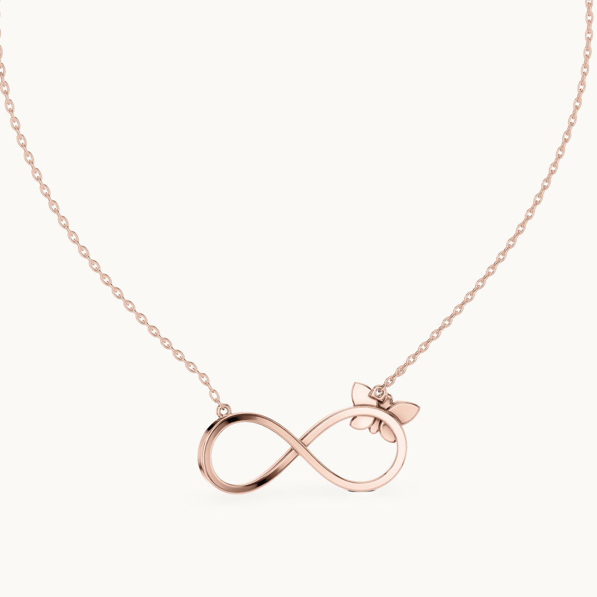 Round lab-grown diamond pave infinity pendant in rose gold, 0.252 CT TW, view 4