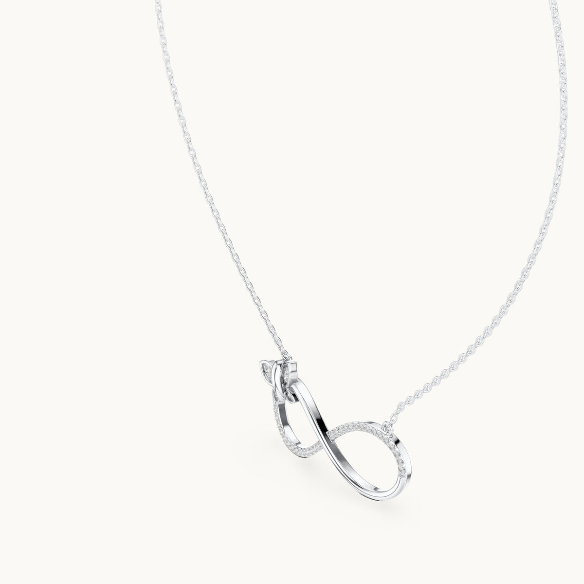 Round lab-grown diamond pave infinity pendant in white gold, 0.252 CT TW, view 2