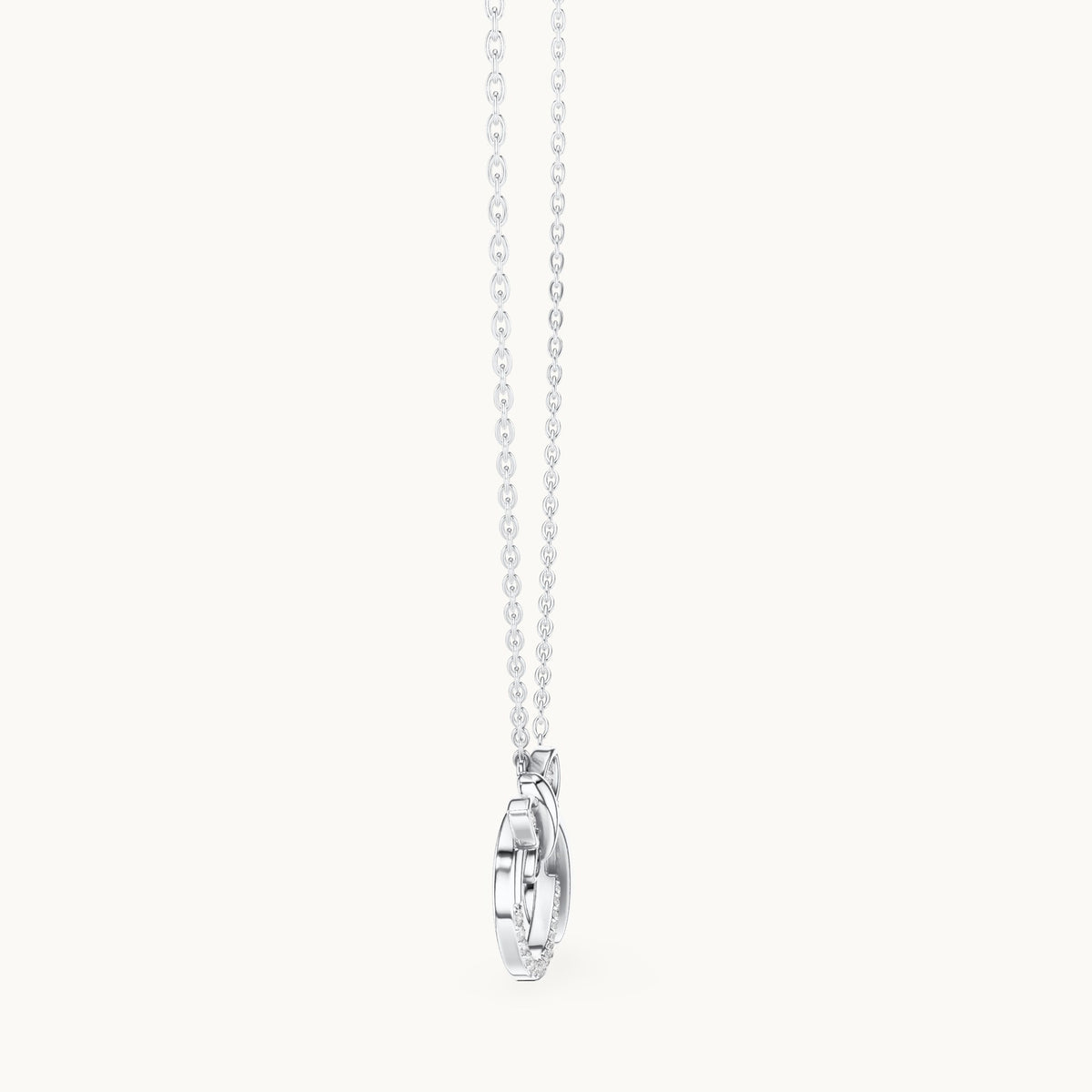 Round lab-grown diamond pave infinity pendant in white gold, 0.252 CT TW, view 3
