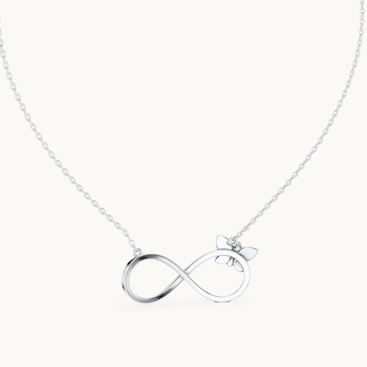 Round lab-grown diamond pave infinity pendant in white gold, 0.252 CT TW, view 4